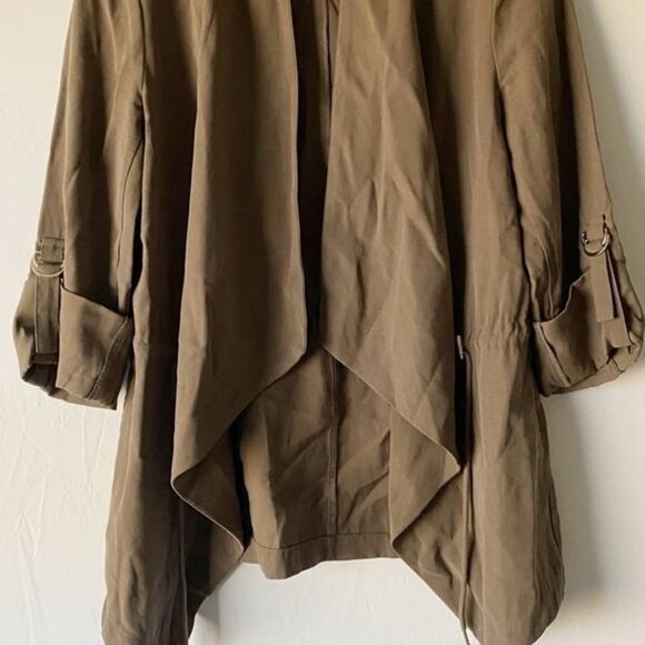 ZARA Open Front Drape Utility Cardigan Jacket Olive Green - S EUC - Picture 5 of 12